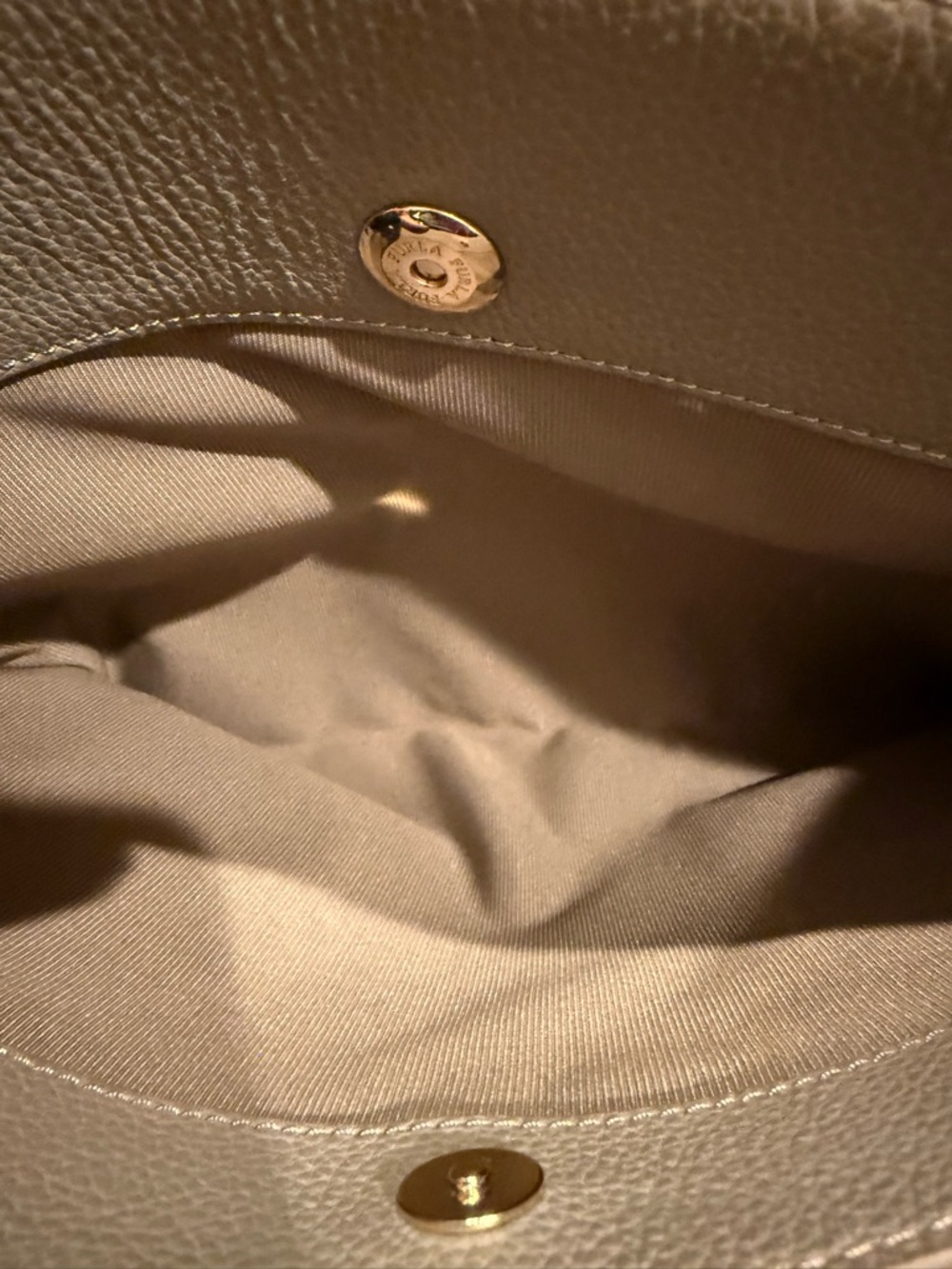 Furla Taupe Leather Double-Handle Tote - Picture 7 of 8